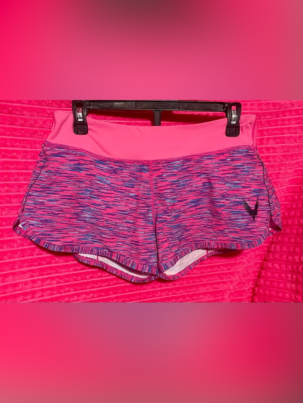 Women’s Pink Space-Dye Dri-Fit Athletic Shorts with High Waistband